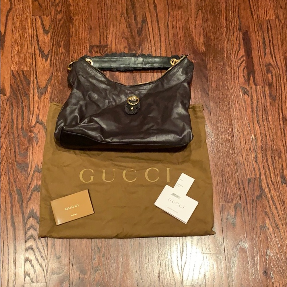 authentic black gucci hobo with dust bag
